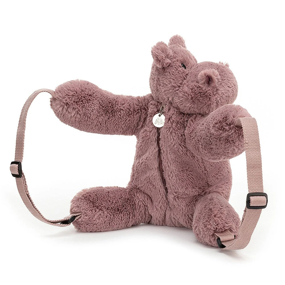 JellyCat Huggady Hippo Backpack - H28CM 1 JellyCat Huggady Hippo Backpack - H28CM