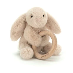 JellyCat Shooshu Bunny Wooden Ring Toy