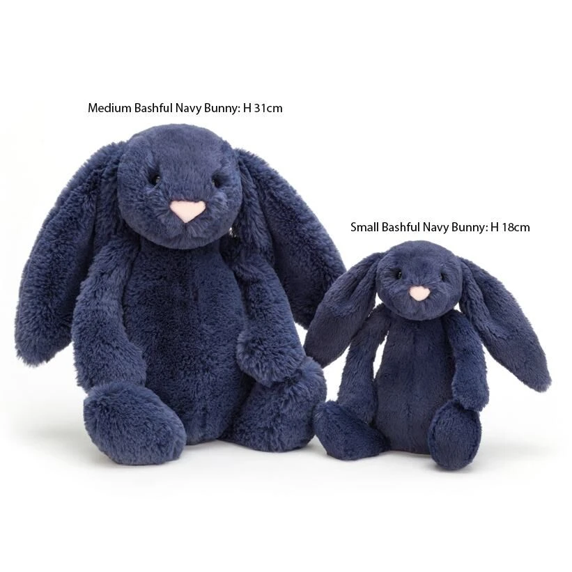 Jellycat Medium Bashful Navy Bunny 2 Jellycat Medium Bashful Navy Bunny - Image 2