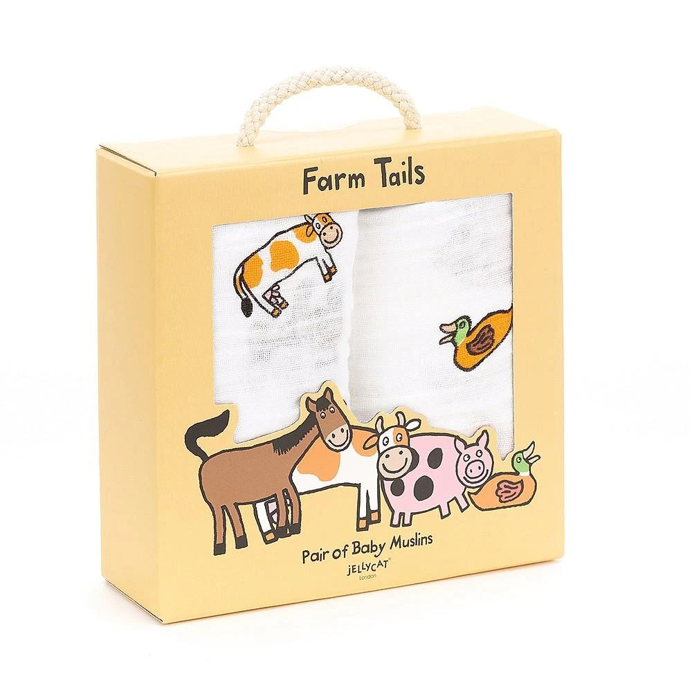 JellyCat Farm Tails Pair Of Muslins 1 JellyCat Farm Tails Pair Of Muslins